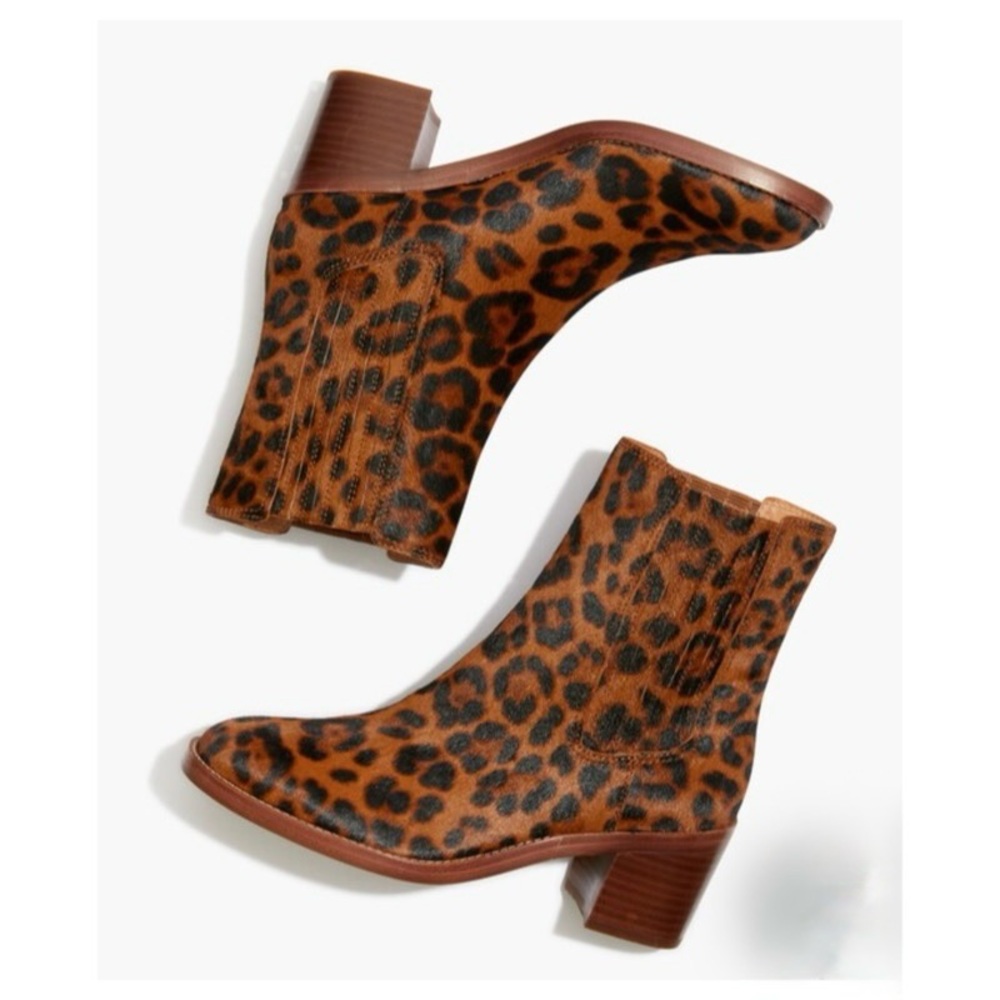 Madewell The Autumn High Chelsea Boot in Leopard Calf Hair Size 7